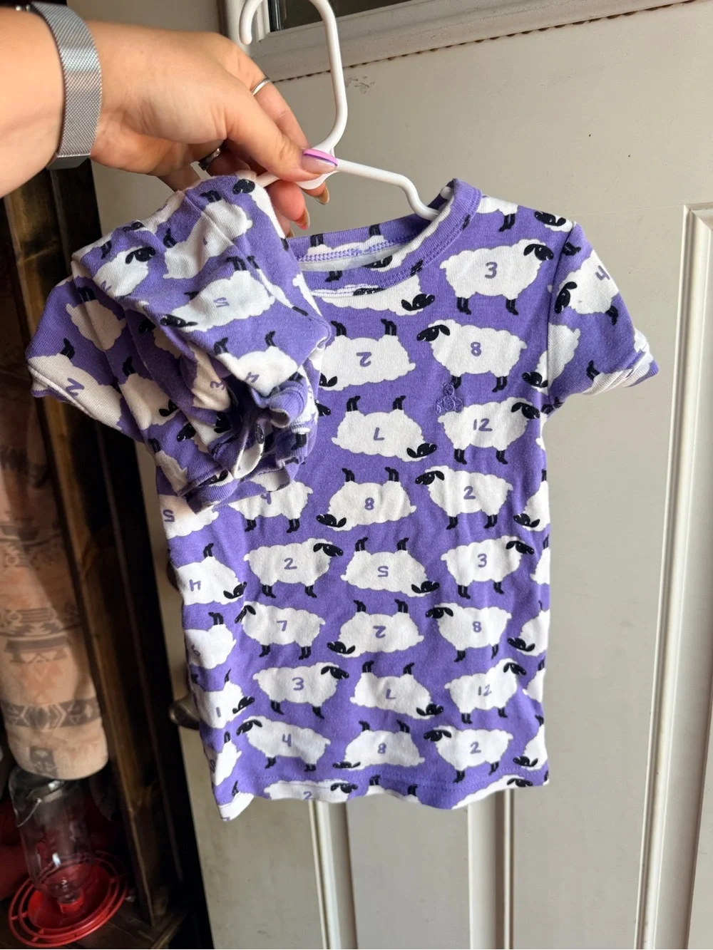 GAP Baby Purple and White Sheep Print Organic Cotton Pajama Top
